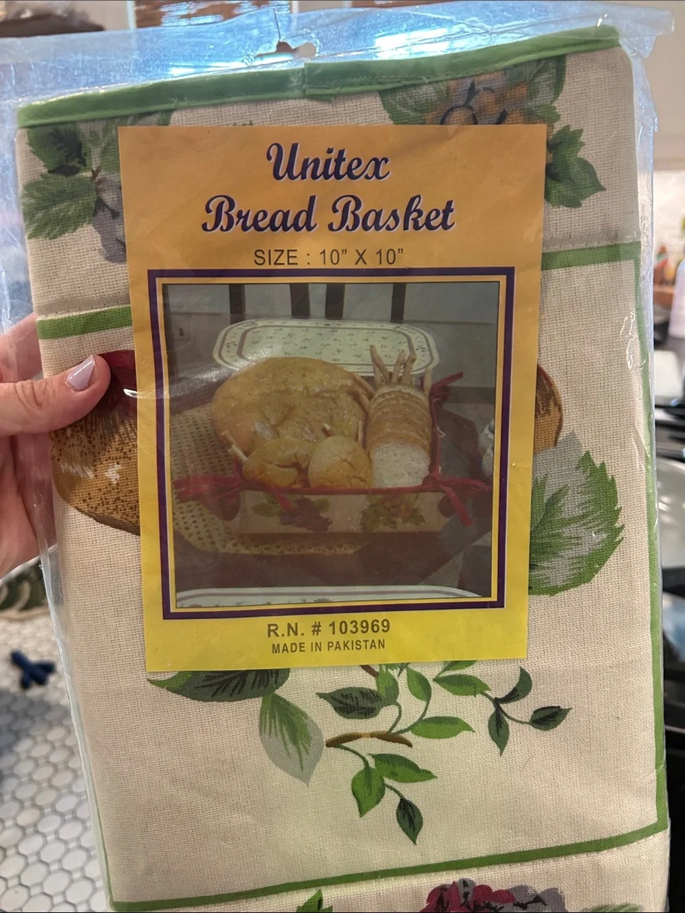 Vintage Green Floral Bread Basket Liner
